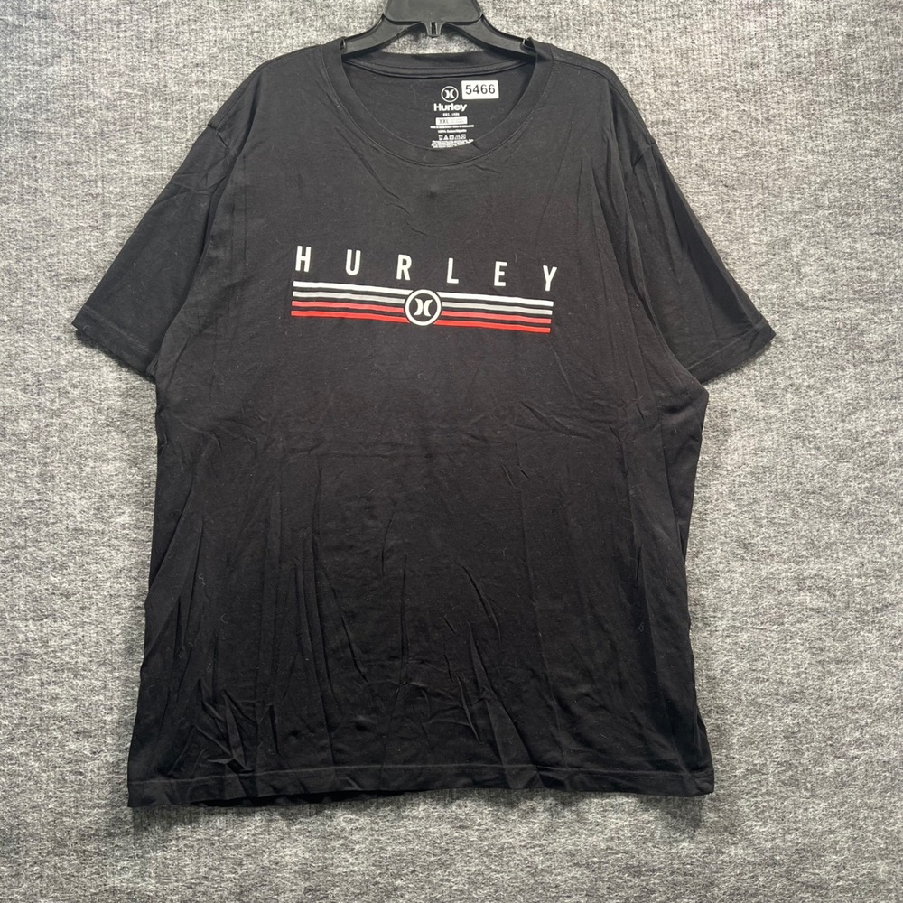 Hurley Mens XXL Graphic Logo T-Shirt Black Short Sleeve Cotton Tee